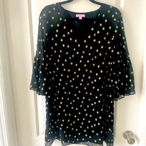 Lilly Pulitzer beautiful black and gold dress. Like new.
